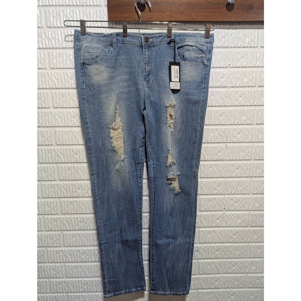 April Jeans Women's Blue Medium Wash Distressed Denim Jeans Size 2XL NWT